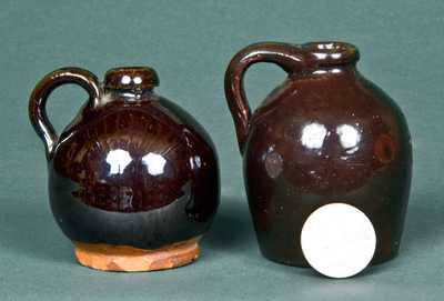 (2) Miniature Redware Jugs