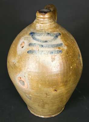 C. CROLIUS / MANUFACTURER / MANHATTAN, WELLS / NEW-YORK Stoneware Jug