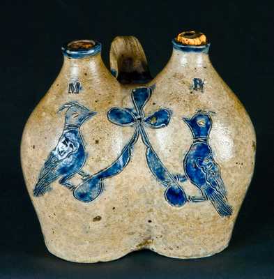 Early Manhattan, NY or New Haven, CT Stoneware Gemel (Double Jug)
