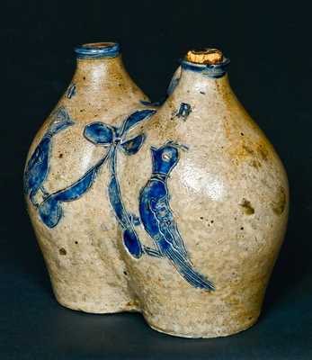 Antique American Stoneware Gemel w/ Incised Birds