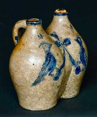 Antique American Stoneware Gemel w/ Incised Birds
