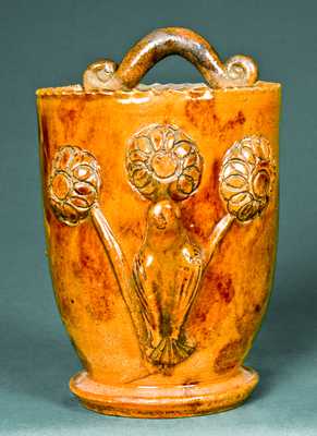 Shenandoah Valley Redware Wallpocket, J. Eberly & Co., Starsburg, VA