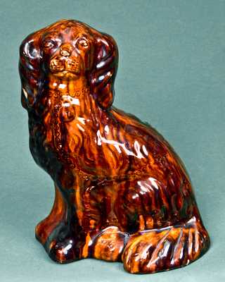 JOHN BELL / WAYNESBORO, Pennsylvania Redware Spaniel Dog