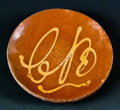 "C B" Redware Plate, attrib. Norwalk, CT