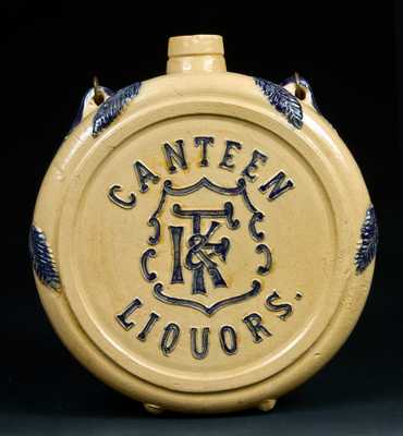 Molded Stoneware Liquor Canteen, Whites Pottery, Utica, NY