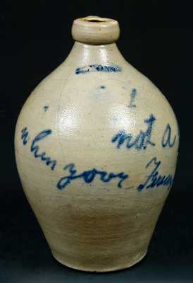 Lyons, New York, Stoneware Jug with Fireman Slogan