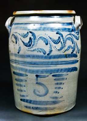 5 Gal. Western PA Stoneware Jar w/ Freehand Decoration