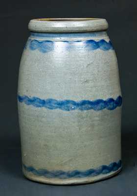 Stripe-Decorated "44.B." Western PA Stoneware Wax Sealer