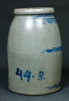 Stripe-Decorated "44.B." Western PA Stoneware Wax Sealer