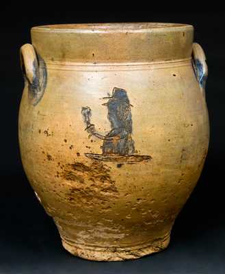 Albany, NY Stoneware Jar w/ Incised Drunkard Scenes