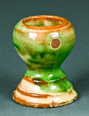 Shenandoah Valley Multi-Glazed Redware Egg Cup or Match Safe