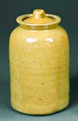 JOHN BELL / WAYNESBORO Redware Yellow Canning Jar with Lid