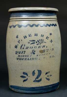 Wheeling, WV Stoneware Advertising Jug