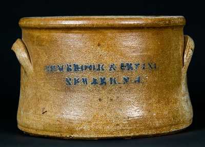 Newark, NJ Stoneware Advertising Butter Crock