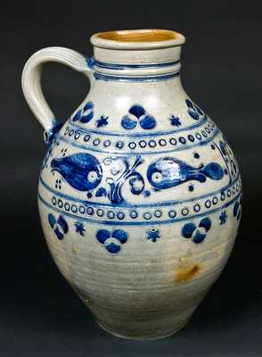 Large Stoneware Pitcher with Stamped Decoration