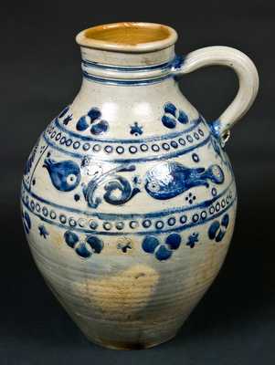 Large Stoneware Pitcher with Stamped Decoration