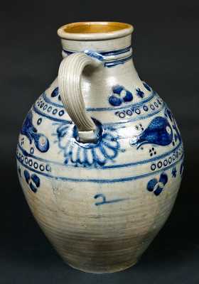 Large Stoneware Pitcher with Stamped Decoration