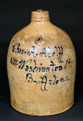 COOPERATIVE / POTTERY CO / LYONS, NY Stoneware Script Jug