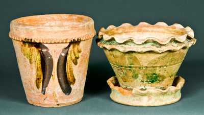 (2) Solomon Bell, Strasburg, VA Redware Flowerpots