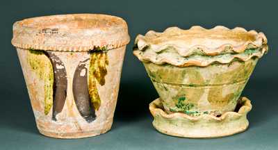 (2) Solomon Bell, Strasburg, VA Redware Flowerpots