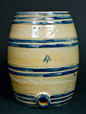 W A MACQUOID / POTTERY WORKS / LITTLE WST 12TH ST. N.Y. Stoneware Keg Water Cooler
