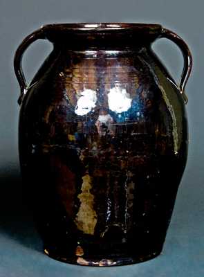 Manganese Redware Double-Handled Jar