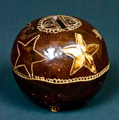 Folk Art Stoneware Bank with Star Decoration