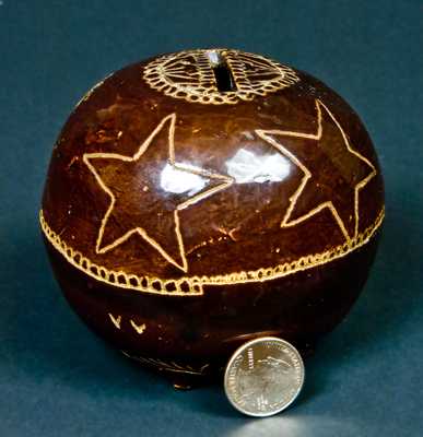 Folk Art Stoneware Bank with Star Decoration