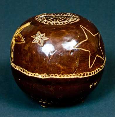 Folk Art Stoneware Bank with Star Decoration