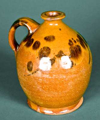 Rare Glazed Redware Jug, attrib. John Corliss, Woolwich, Maine.