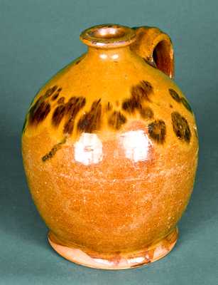 Rare Glazed Redware Jug, attrib. John Corliss, Woolwich, Maine.