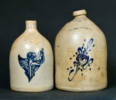 (2) Whites Utica Floral Jugs