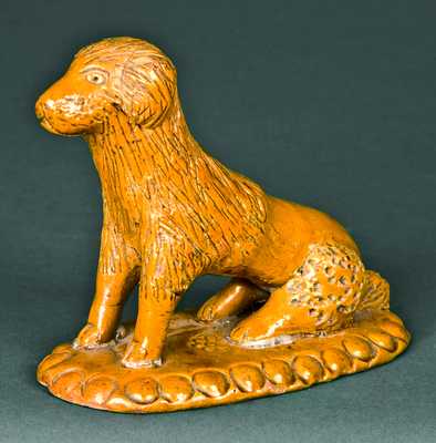 Glazed Redware Dog on Base