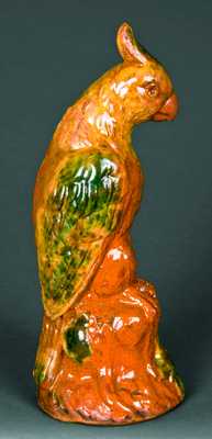 Large Polychrome Redware Parrot Bank