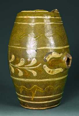 Tulip-Decorated Redware Keg, probably Pennsylvania