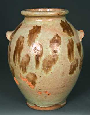 New England Ovoid Redware Jar, probably Maine