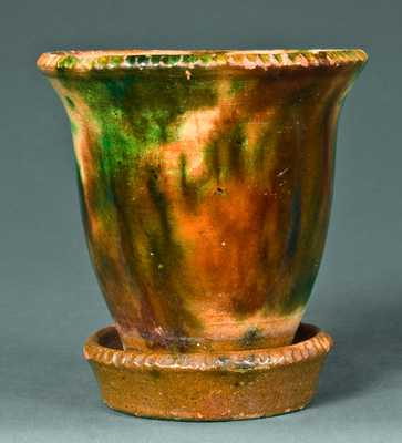 Strasburg, VA Multi-Glazed Redware Flowerpot