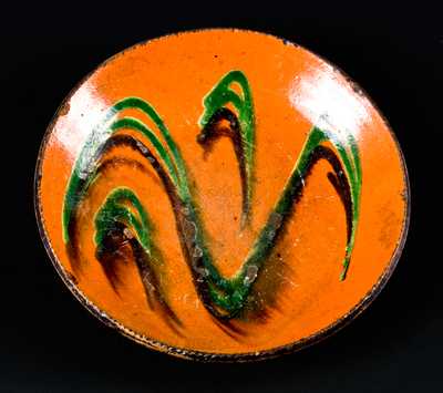 Small Redware Plate w/ Multi-Colored Slip, attrib. John Dry, Dryville, PA.