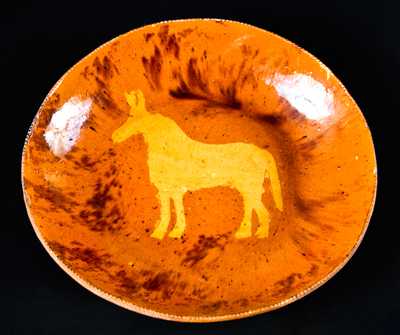 Medinger Redware Charger with Horse Decoration