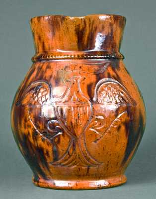 Jacob Medinger Redware Pitcher with Incised Eagle