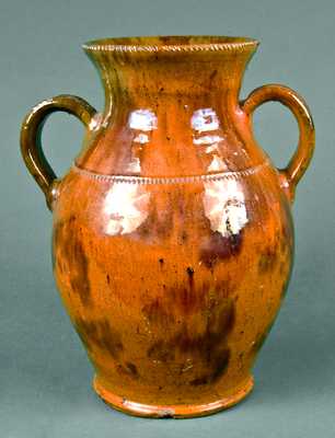 Jacob Medinger Redware Open-Handled Vase