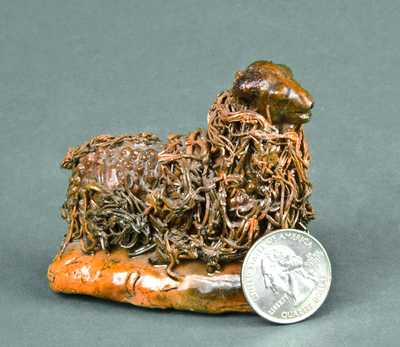 Miniature Redware Sheep Figure w/ Applied Coleslaw