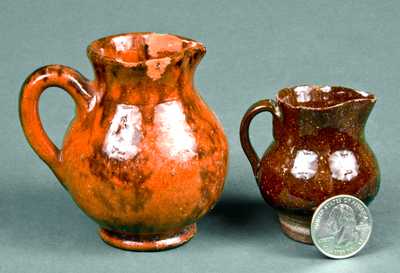 Lot of 2: Miniature Redware Pitchers