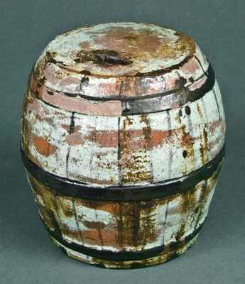 Glazed Redware Barrel Bank