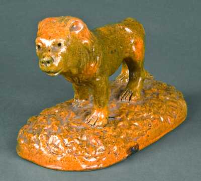 Glazed Redware Lion Figure