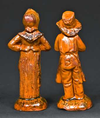 Rare Pair of Glazed Redware Figures
