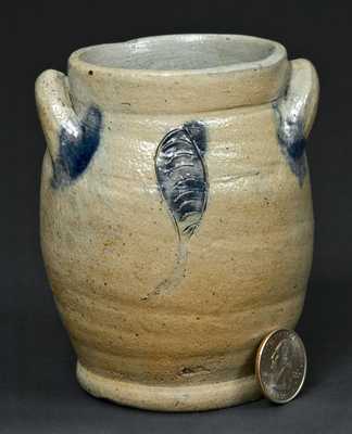 Albany, NY Stoneware Miniature Jar with Incised Bird