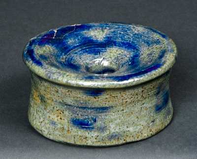 Miniature Stoneware Spittoon with Cobalt Decoration