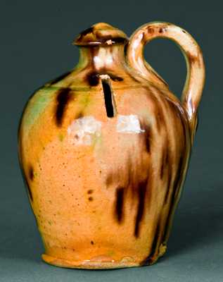 Glazed Redware Jug Bank, possibly Wagner, Carbon County, PA