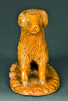 Glazed Redware Dog on Base